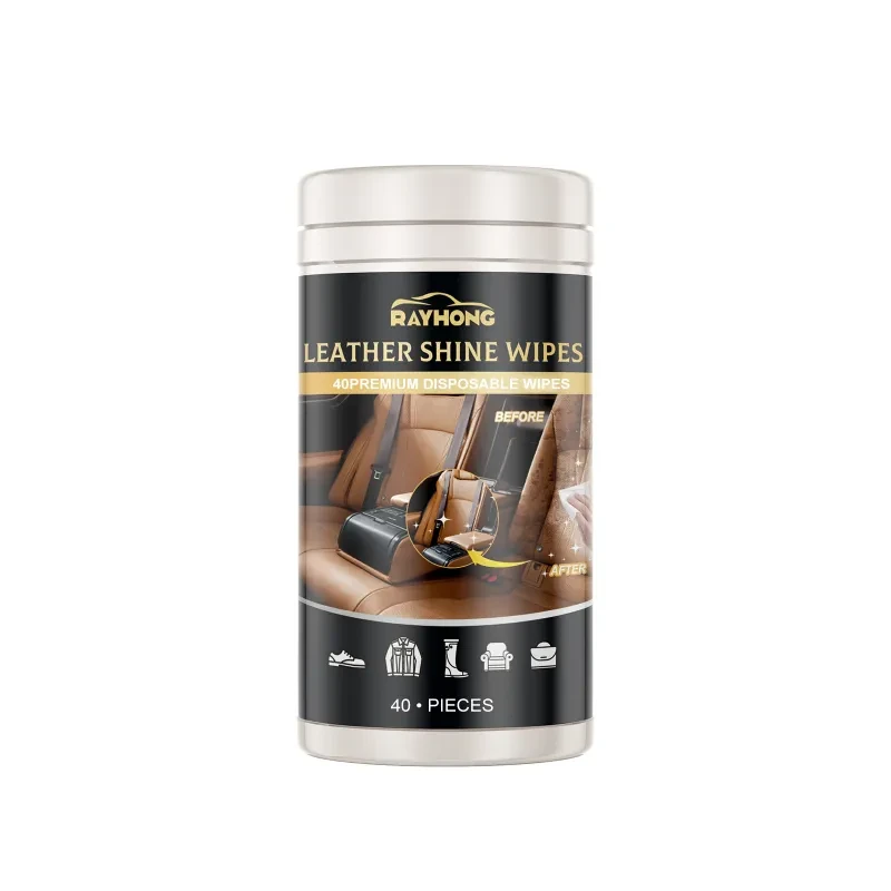 RAYHONG Leather Shine Wipes – 40pcs for Cars & Sofas