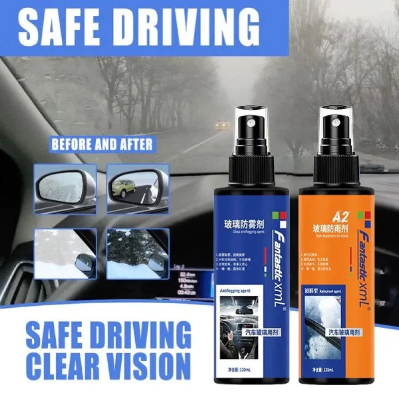 120ml Glass Oil Film Remover – Anti-Fog & Rain Repellent Agent