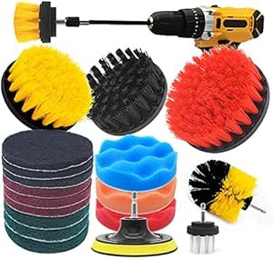 Tinfomyou 20pc Drill Brush Set – Power Scrubber Pads & Sponges Kit