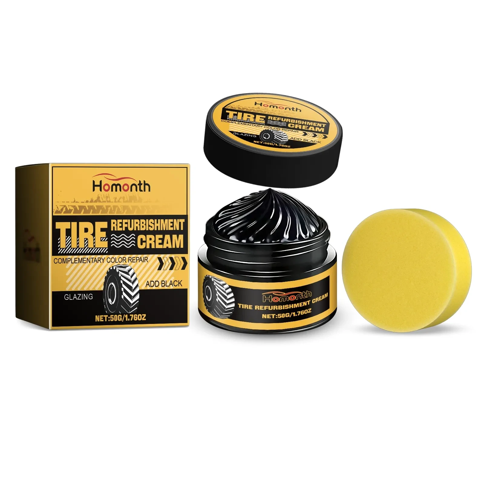 Homonth Tire Refurbishment Cream – Black Shine & Protection 50g
