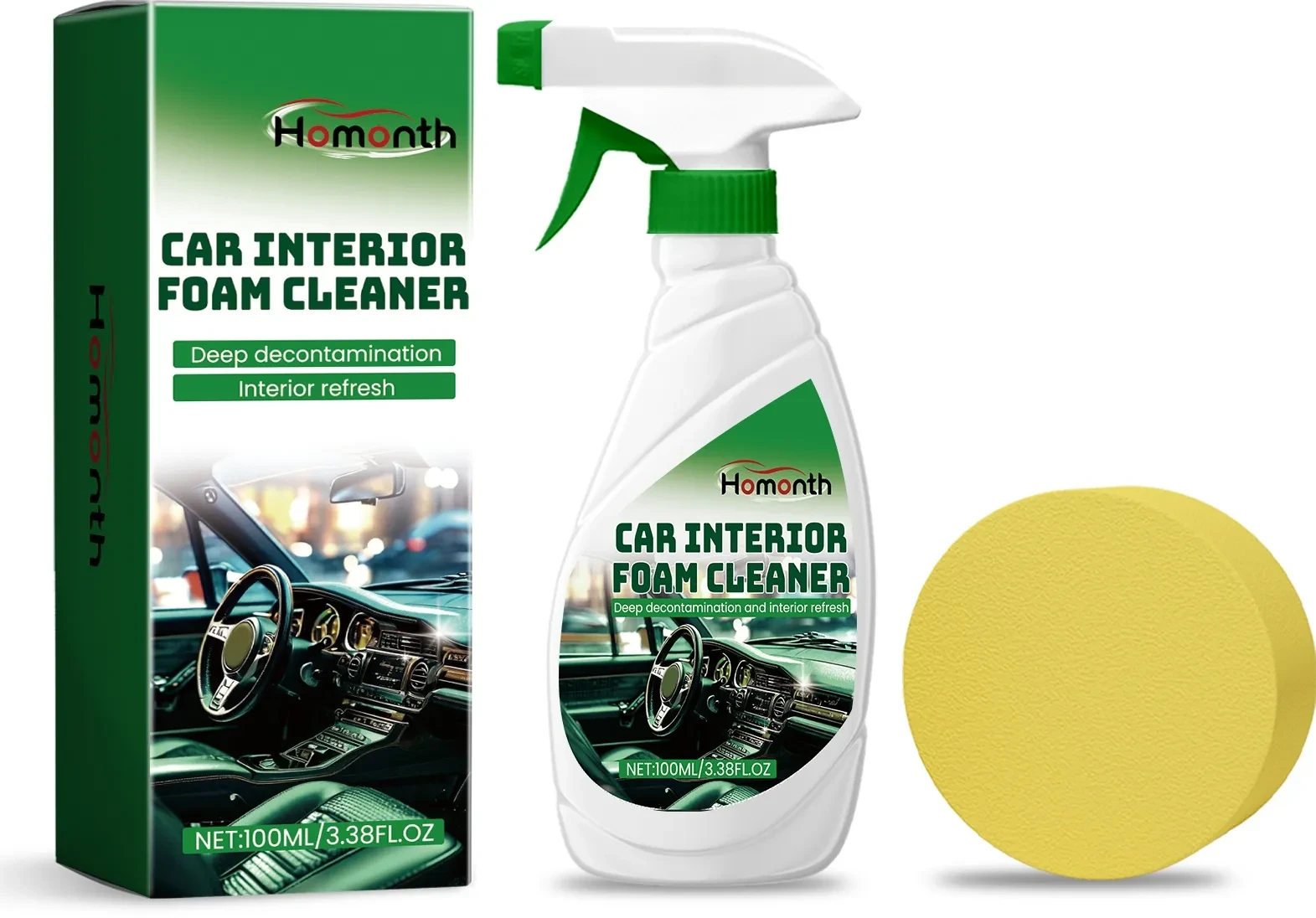 Car Interior Foam Cleaner with Sponge – Deep Clean & Refresh Your Car