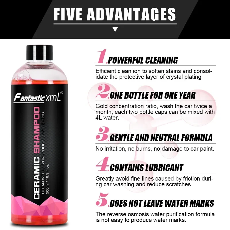 Ceramic Car Wash Shampoo – Strong Foam Cleaner & Glazing Shine