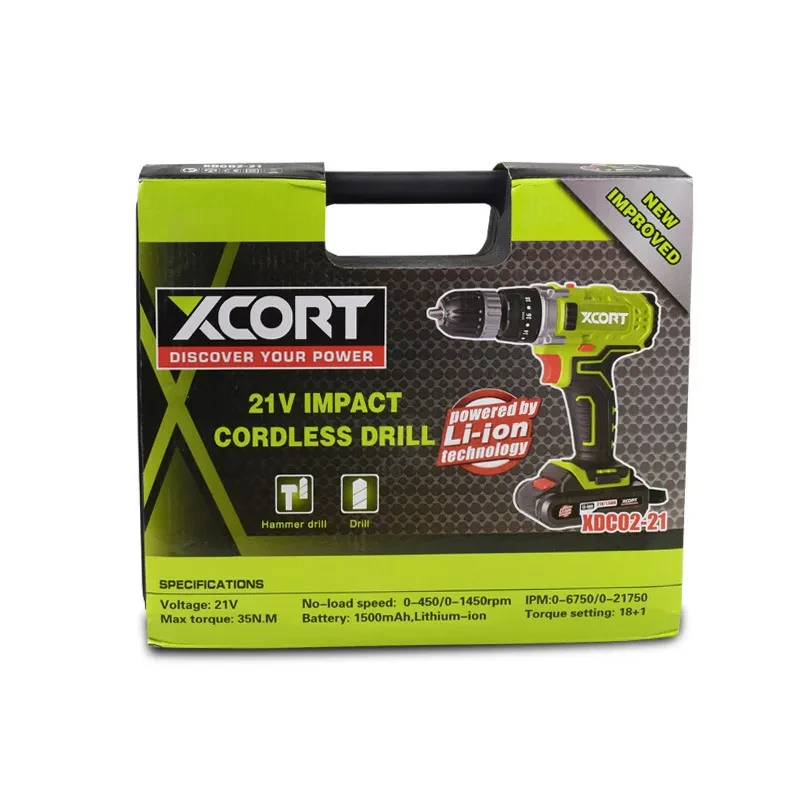 Xcort Cordless Drill & Electric Screwdriver – Dual Speed Impact Driver