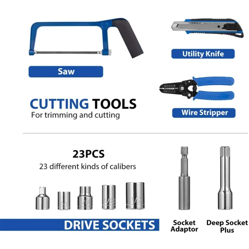 SPECSTAR 168-Piece Tool Kit – Heavy Duty Socket Wrench & Hand Tools Hardware Tool Combination Set