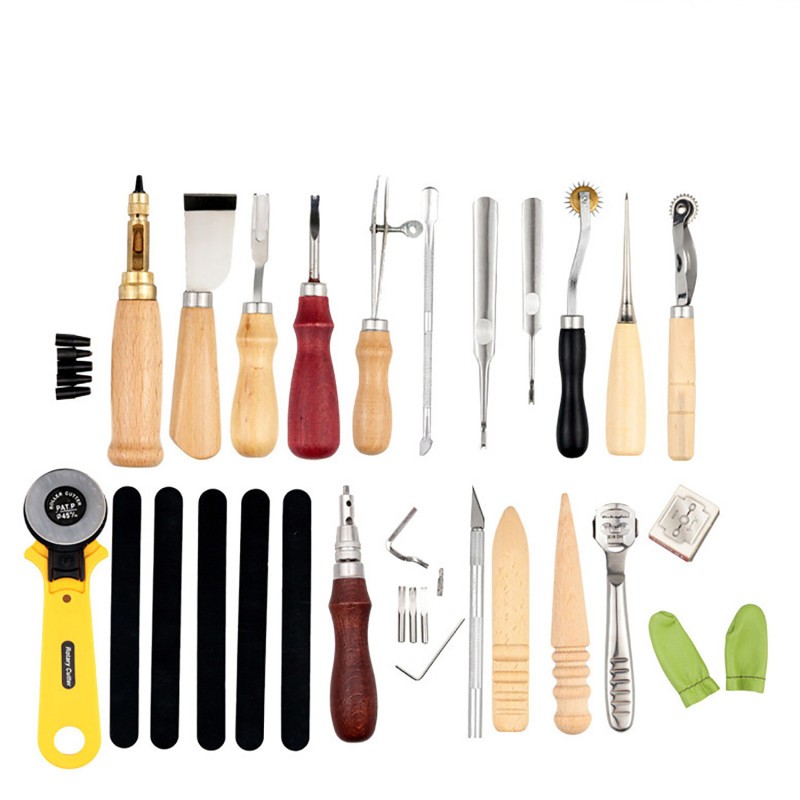 35pcs Leather Craft Tool Kit β Sewing Awl, Groover, Edge Creaser & Thread