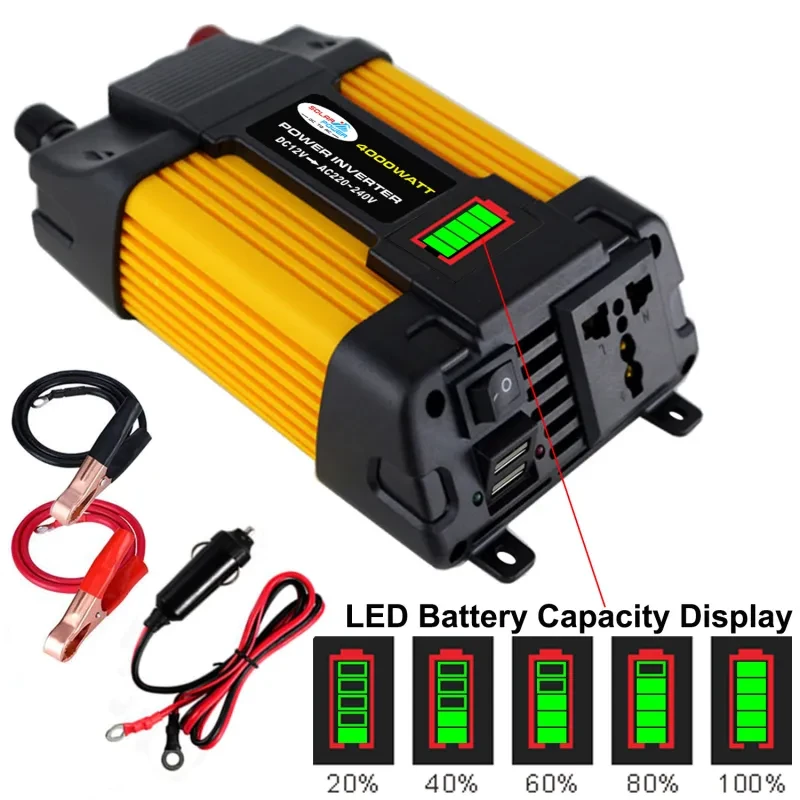 6000W Car Power Inverter β 12V to 220V Converter with Dual USB & Display