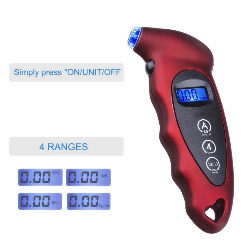 Digital Tire Pressure Gauge with Backlight – 150 PSI LCD Meter