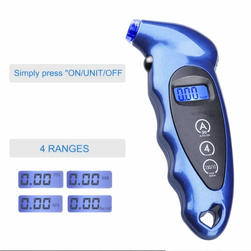 Digital Tire Pressure Gauge with Backlight – 150 PSI LCD Meter