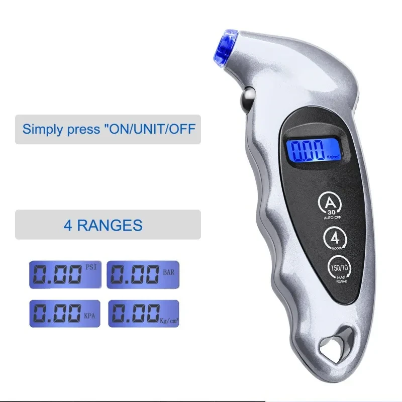 Digital Tire Pressure Gauge with Backlight – 150 PSI LCD Meter