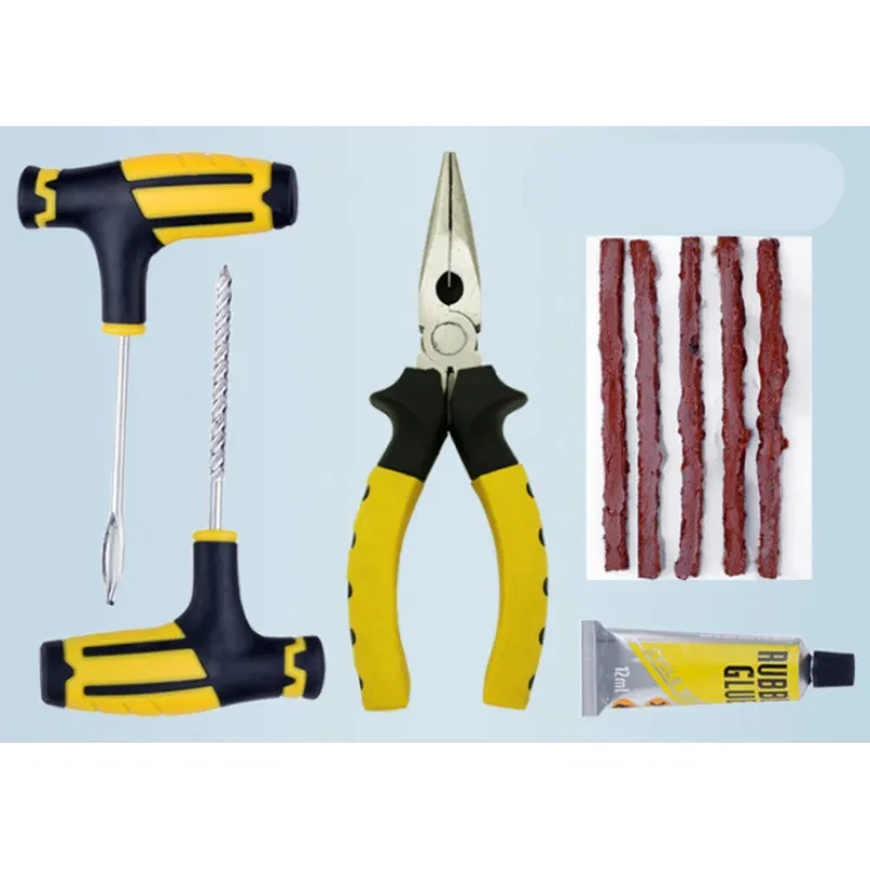 Professional Car & Bike Tubeless Tire Repair Kit – Puncture Plug Tool Set