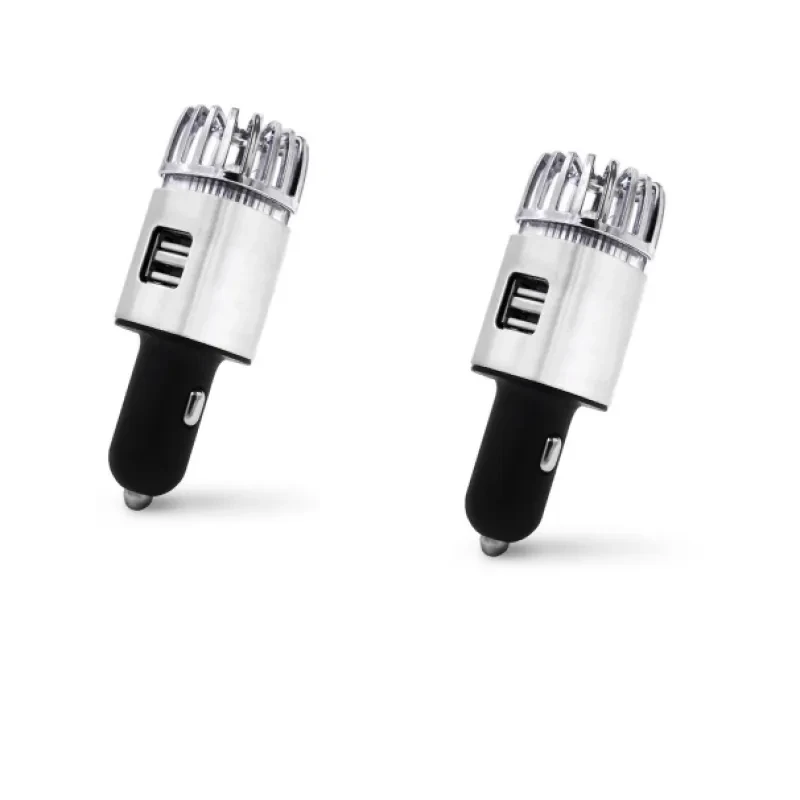 2-in-1 Car Air Purifier Ionizer with Dual USB Charger & Freshener