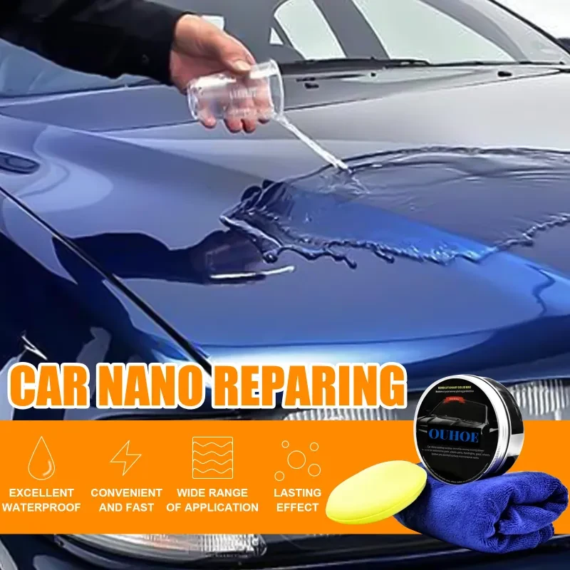 Waterproof Solid Car Wax – Antifouling Crystal Wax with Sponge & Towel