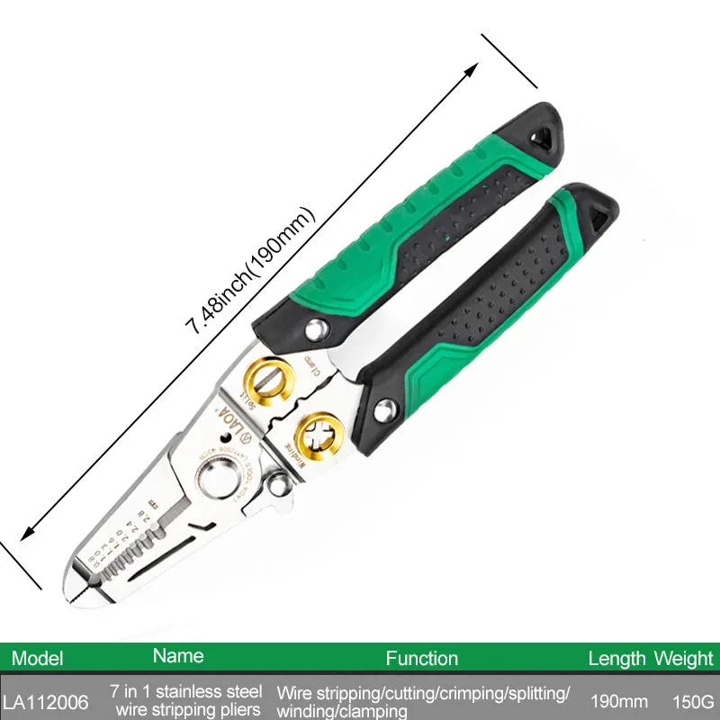 7-in-1 Stainless Steel Wire Stripper & Cutter β Electrician Tool