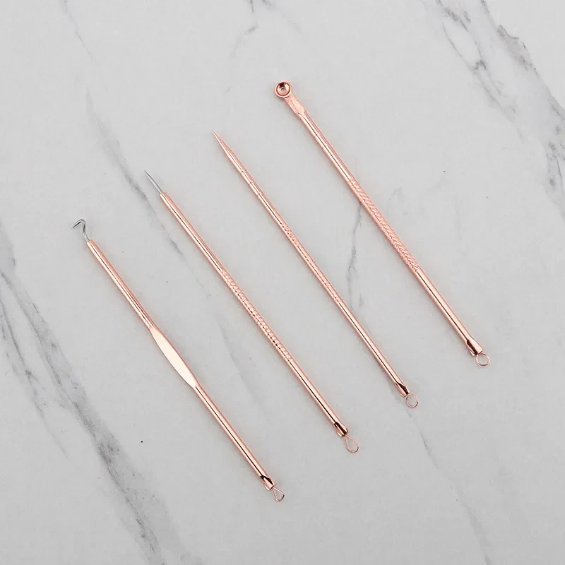 Rose Gold Acne Needle Set | 4-Piece Stainless Steel Blackhead Remover