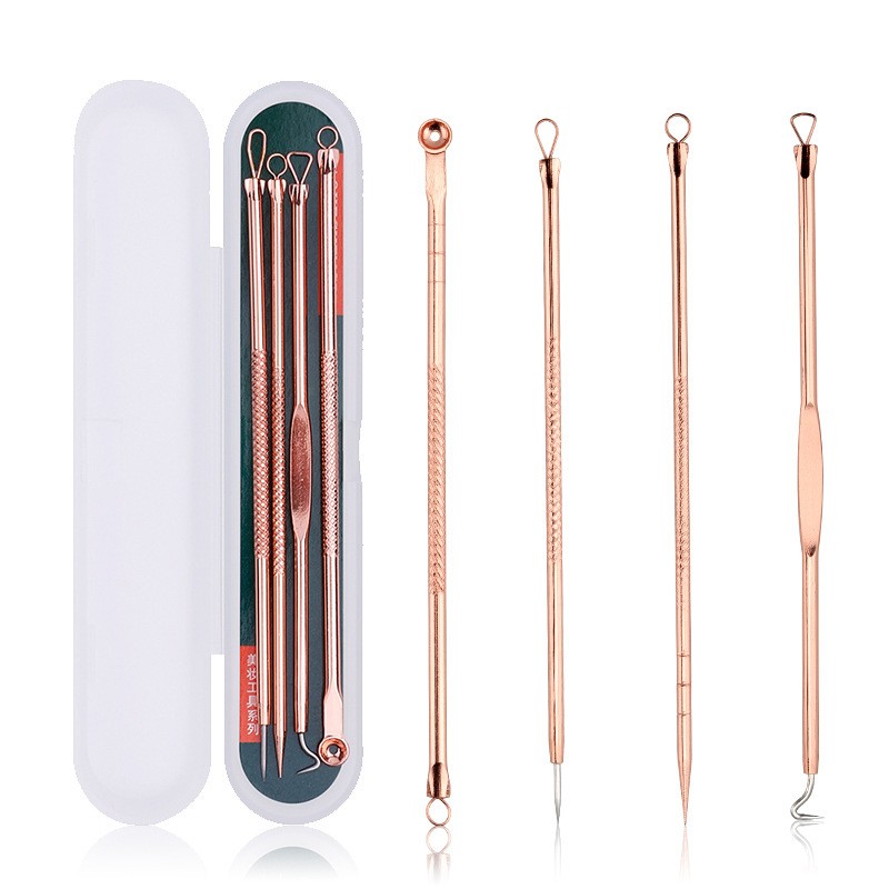 Rose Gold Acne Needle Set | 4-Piece Stainless Steel Blackhead Remover