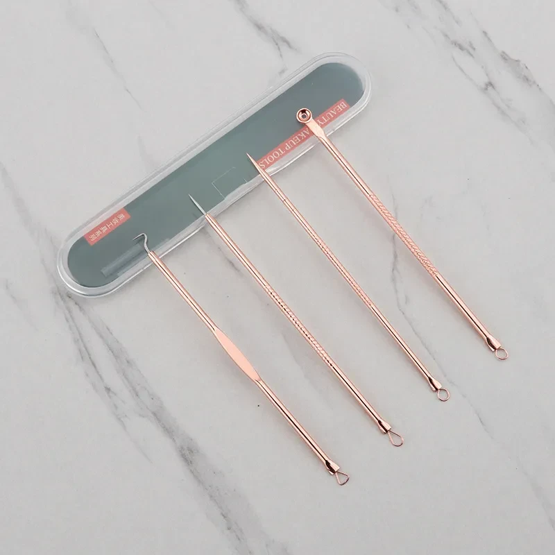 Rose Gold Acne Needle Set | 4-Piece Stainless Steel Blackhead Remover