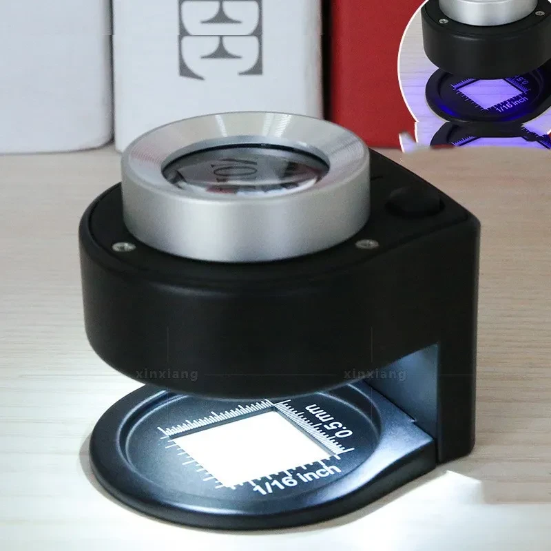 30X Metal Textile Printing Magnifier with LED & Money Detector