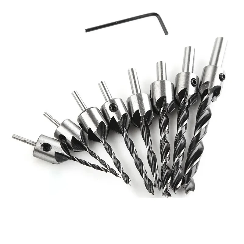 Three-Point Countersunk Drill Bit Set | HSS Woodworking Reamer Tools