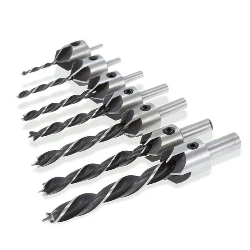 Three-Point Countersunk Drill Bit Set | HSS Woodworking Reamer Tools
