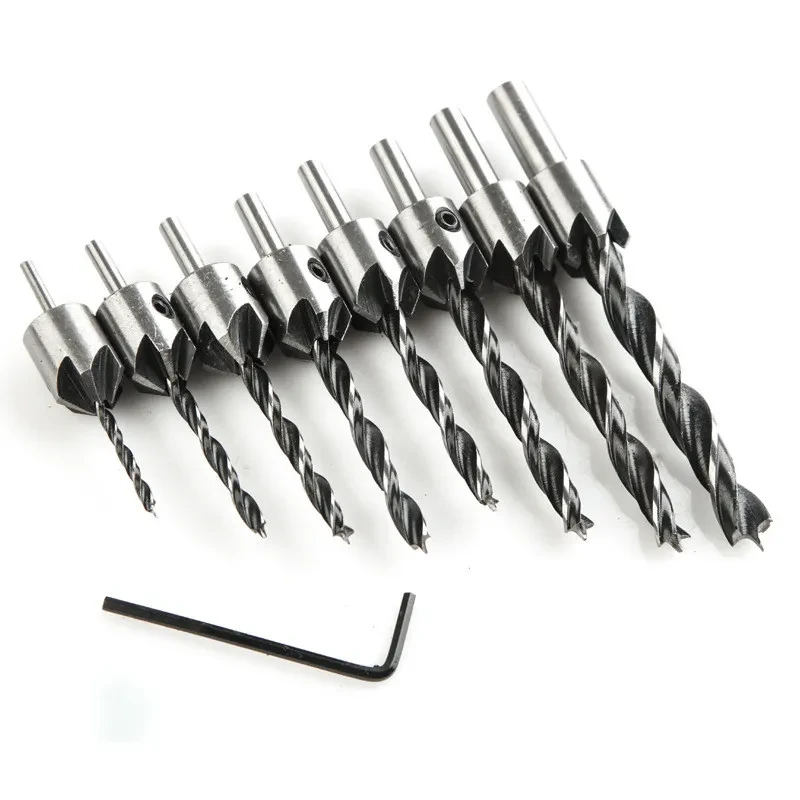 Three-Point Countersunk Drill Bit Set | HSS Woodworking Reamer Tools