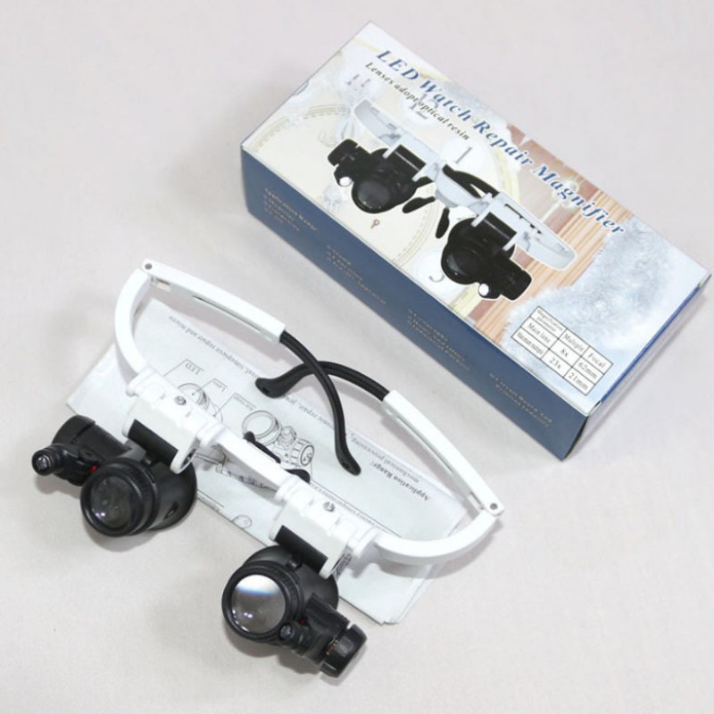 Head-Mounted Glasses Magnifier with LED Light | 8x–23x Lenses