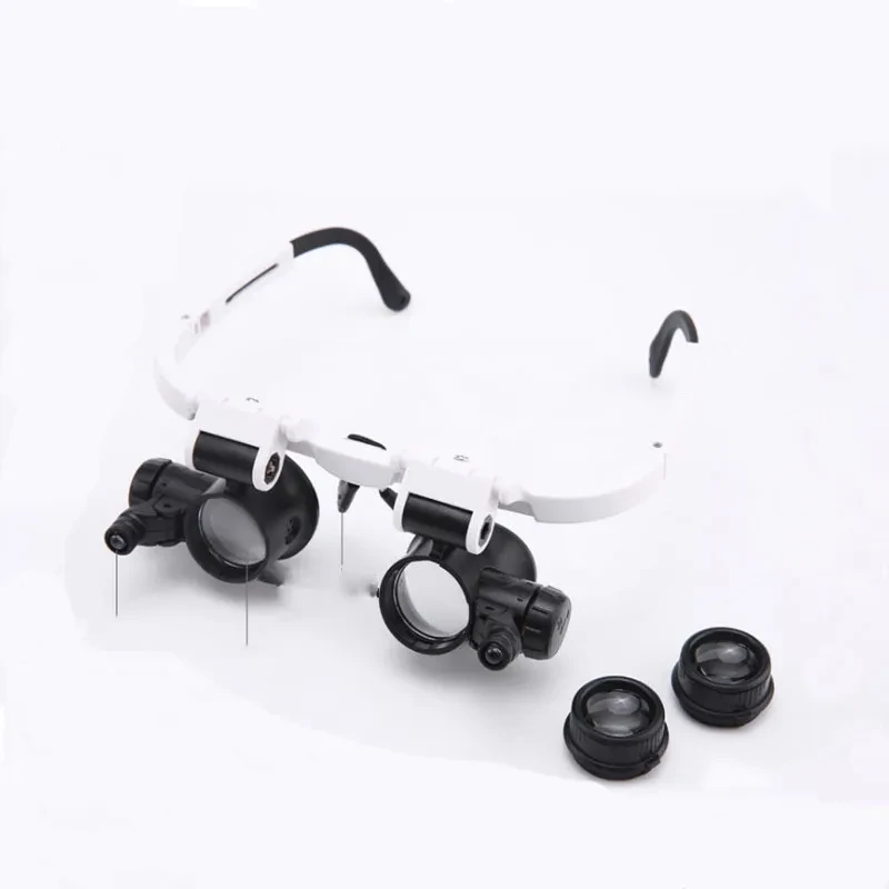 Head-Mounted Glasses Magnifier with LED Light | 8x–23x Lenses