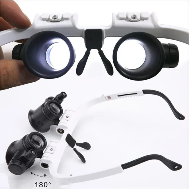 Head-Mounted Glasses Magnifier with LED Light | 8x–23x Lenses