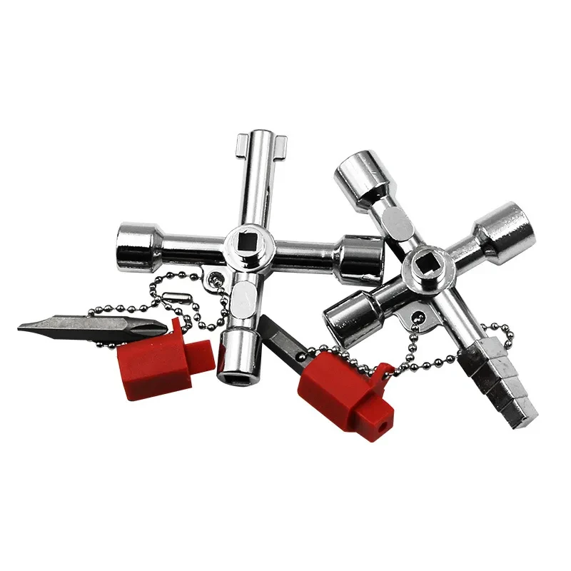 Multi-Purpose Elevator Cross Key Wrench 4-in-1 Tool Steel Durable