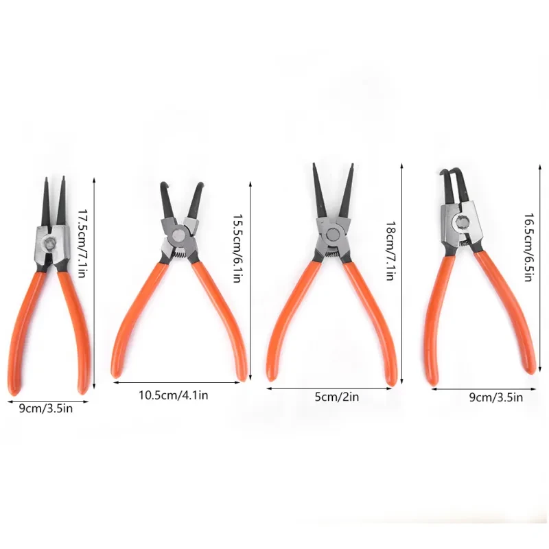 7-Inch Carbon Steel Internal External Snap Ring Pliers Set (4Pcs)