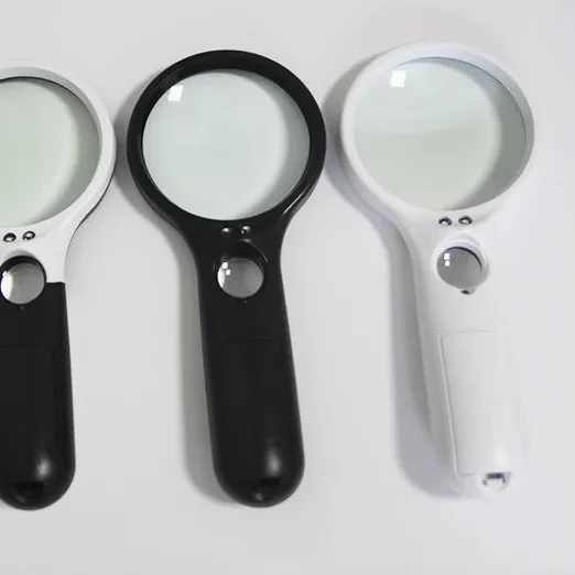 Double Lens Handheld Magnifying Glass with LED Light 3X 45X