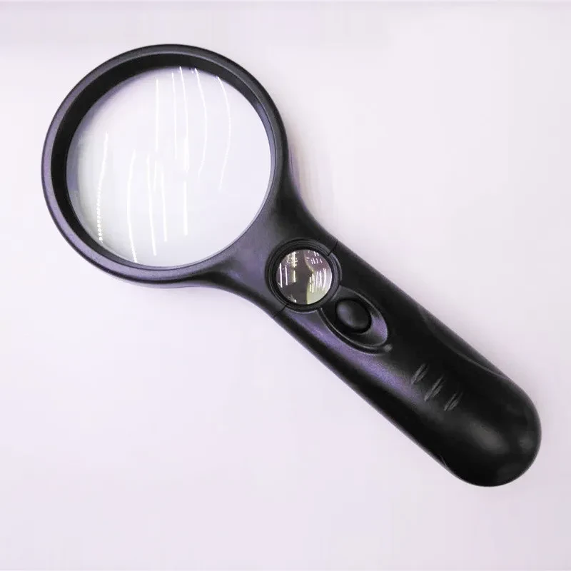 Double Lens Handheld Magnifying Glass with LED Light 3X 45X