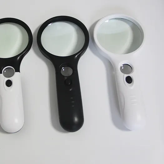 Double Lens Handheld Magnifying Glass with LED Light 3X 45X