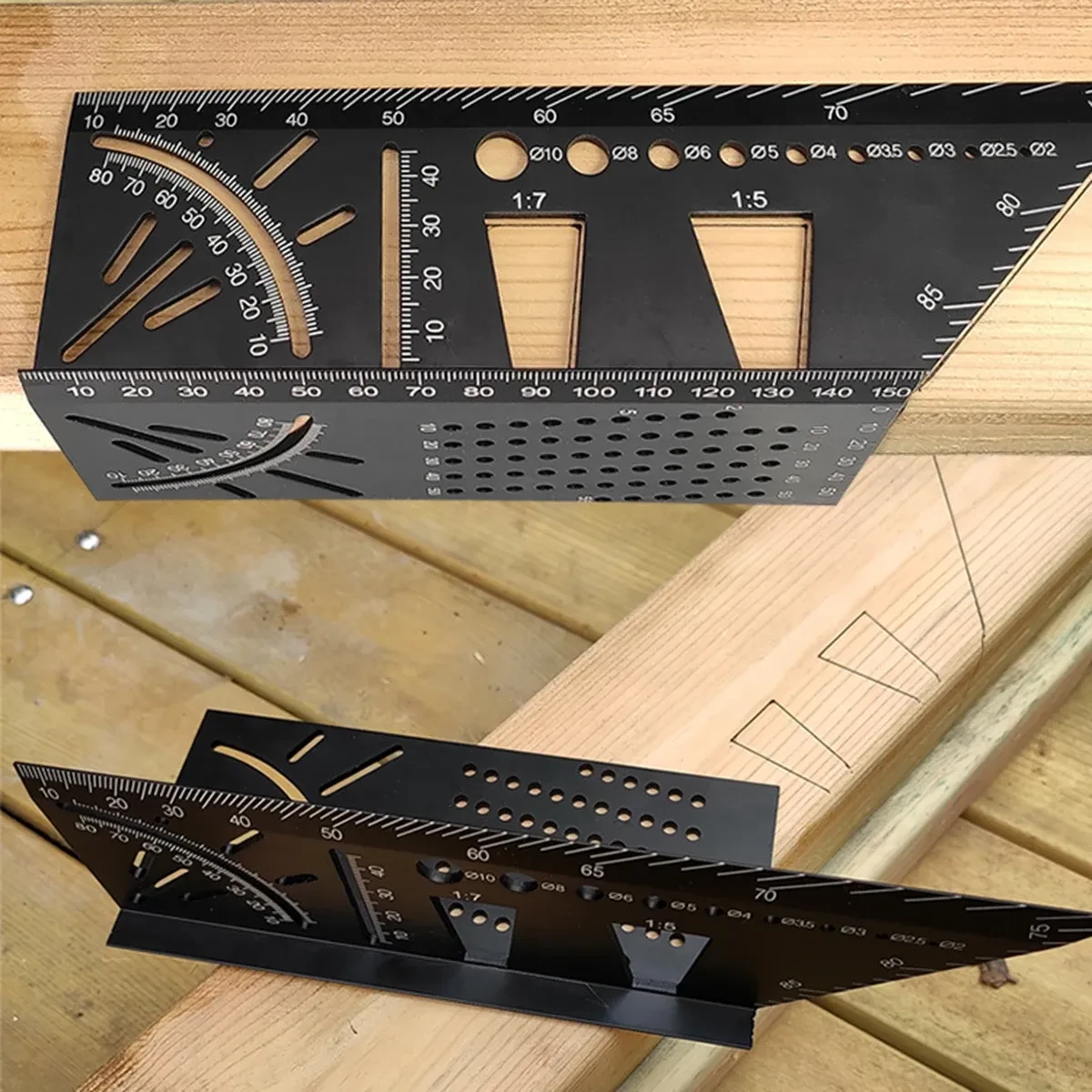 3D Aluminum Woodworking Ruler Multi-Angle 90° Marking Tool Square