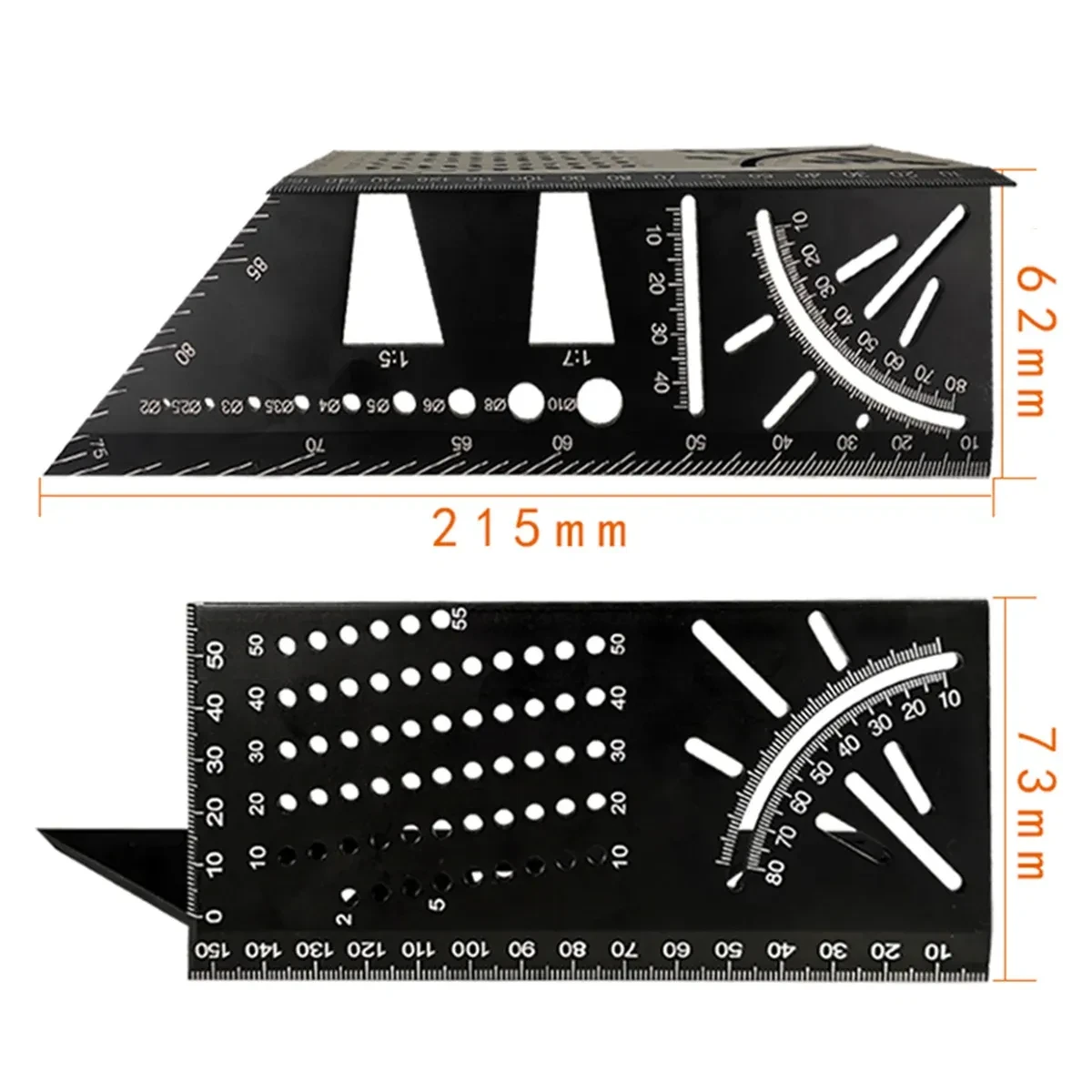 3D Aluminum Woodworking Ruler Multi-Angle 90° Marking Tool Square