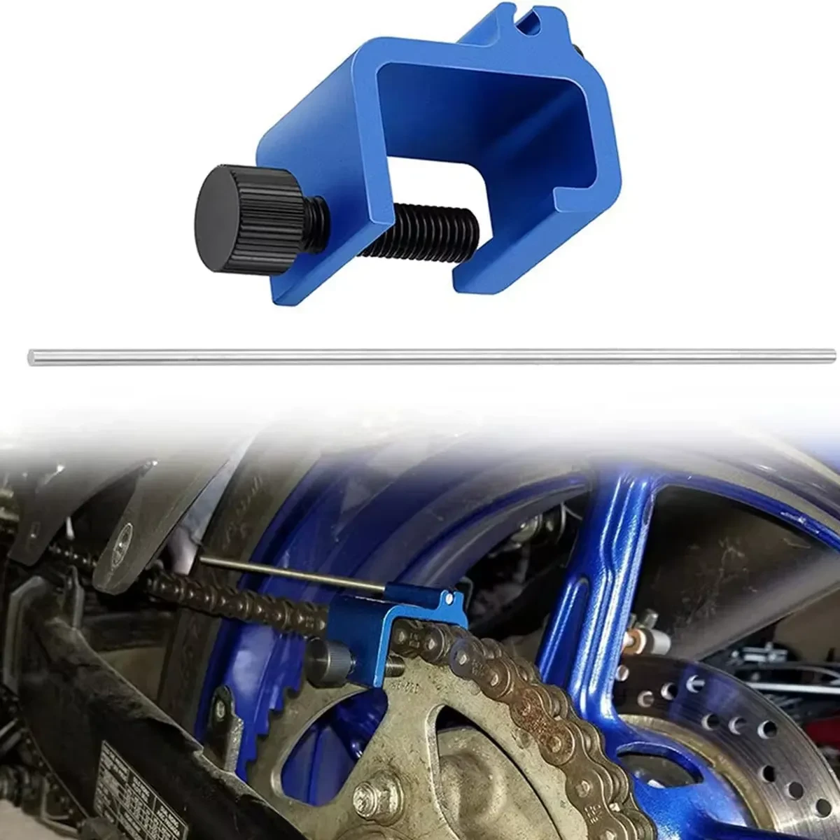 Motorcycle Chain Alignment Tool Aluminum Alloy Universal Blue