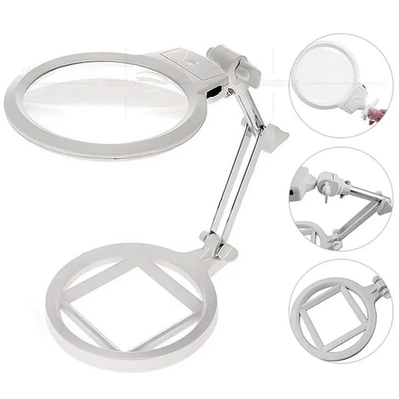 Folding Table Magnifying Glass with Scale & LED Lights 2.5X/5X