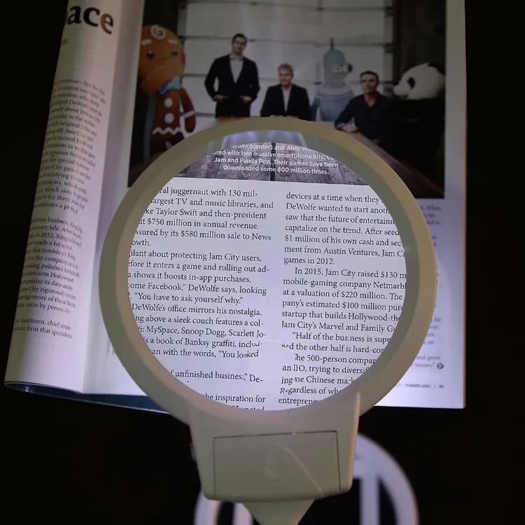 Folding Table Magnifying Glass with Scale & LED Lights 2.5X/5X