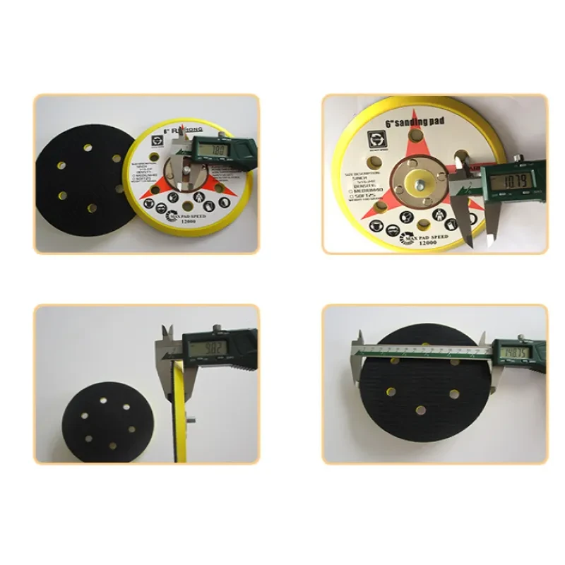 6-Inch 6-Hole Pneumatic Polishing Pad – Hook & Loop Sponge Tray