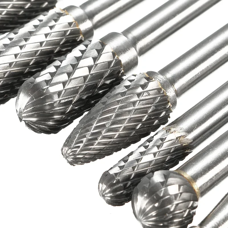 8-Piece Tungsten Carbide Rotary File Set – Double Groove Grinding Heads