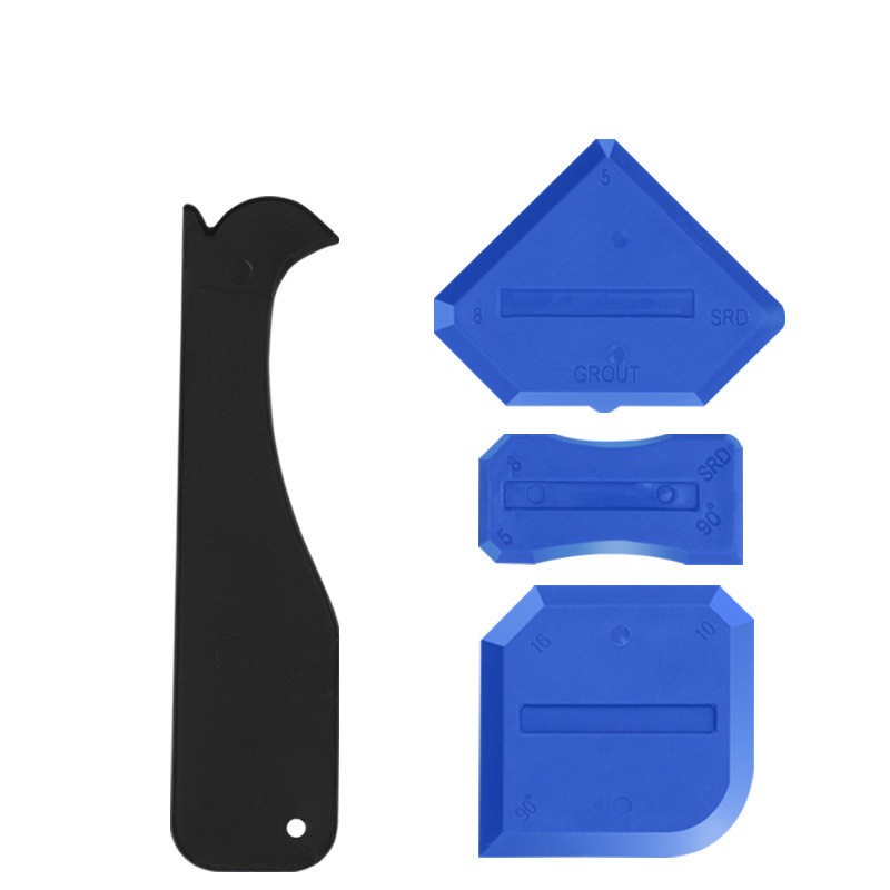 Triangular Silicone Scraper – 4-Piece Glass Glue & Sealant Squeegee Set