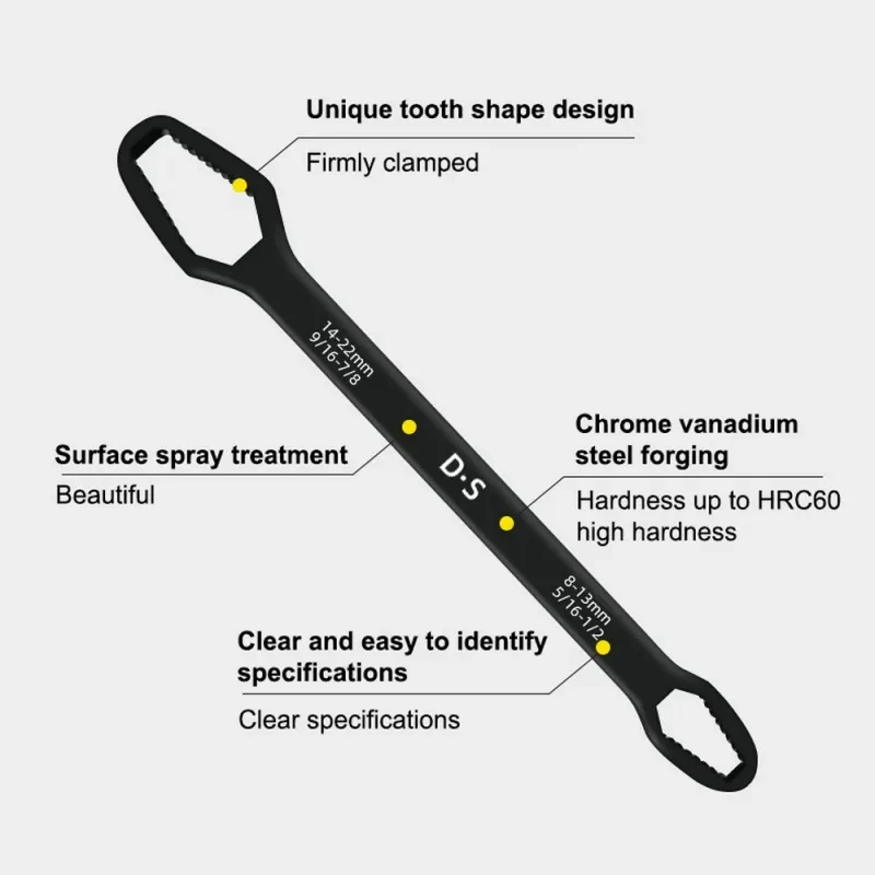 Double-Head Adjustable Torx Wrench – 8–22mm Multi-Purpose Tool