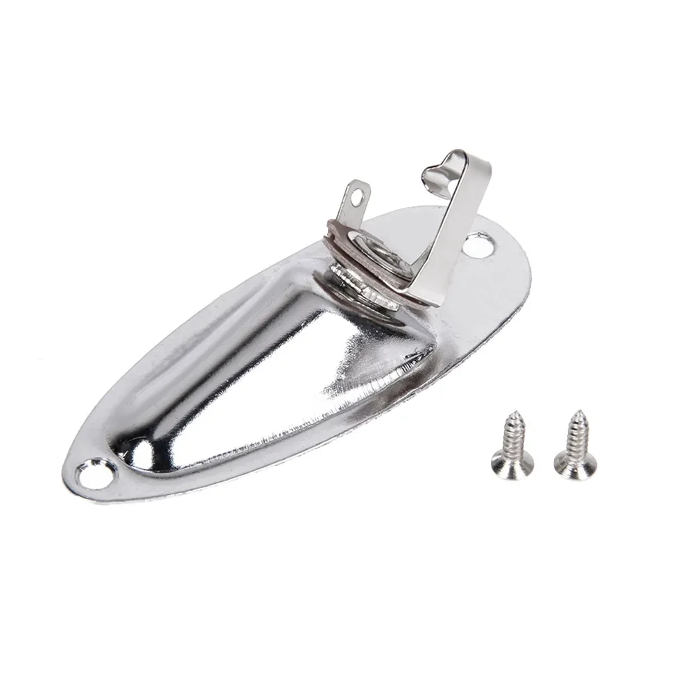 Electric Guitar Jack Socket | ST Boat Style Input Jack Black/Silver