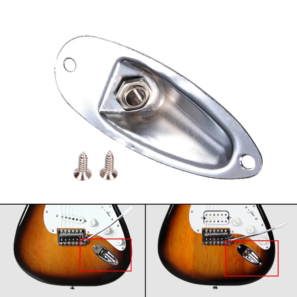 Electric Guitar Jack Socket | ST Boat Style Input Jack Black/Silver