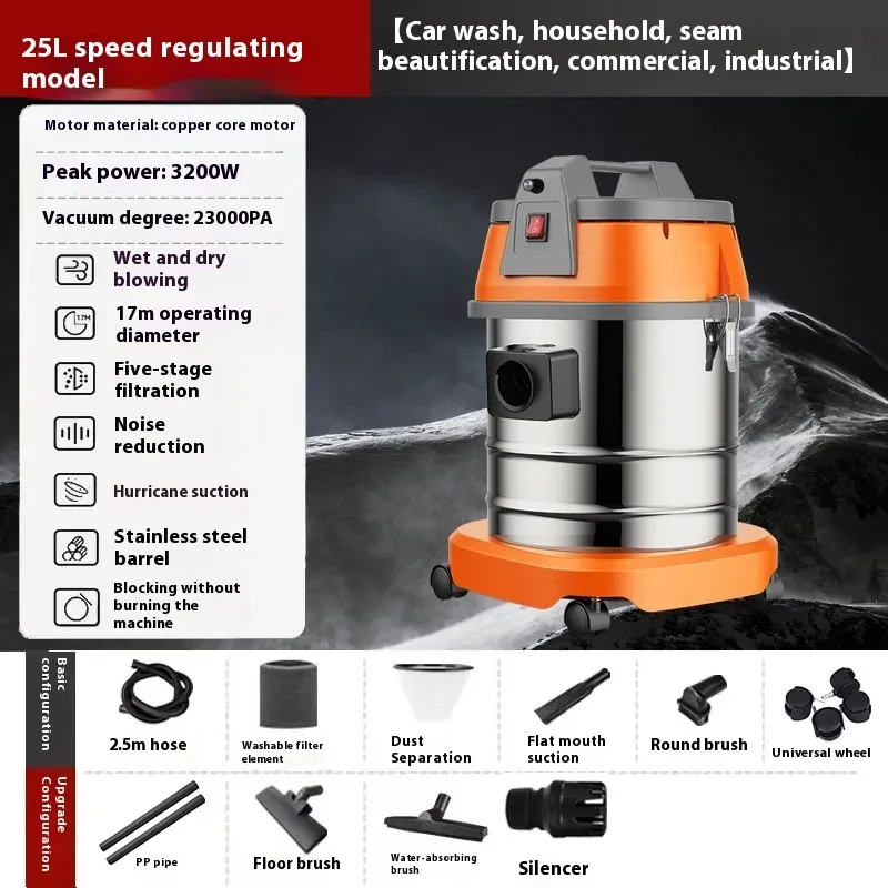 High-Power Wet & Dry Vacuum Cleaner | 25L Household & Car Cleaning