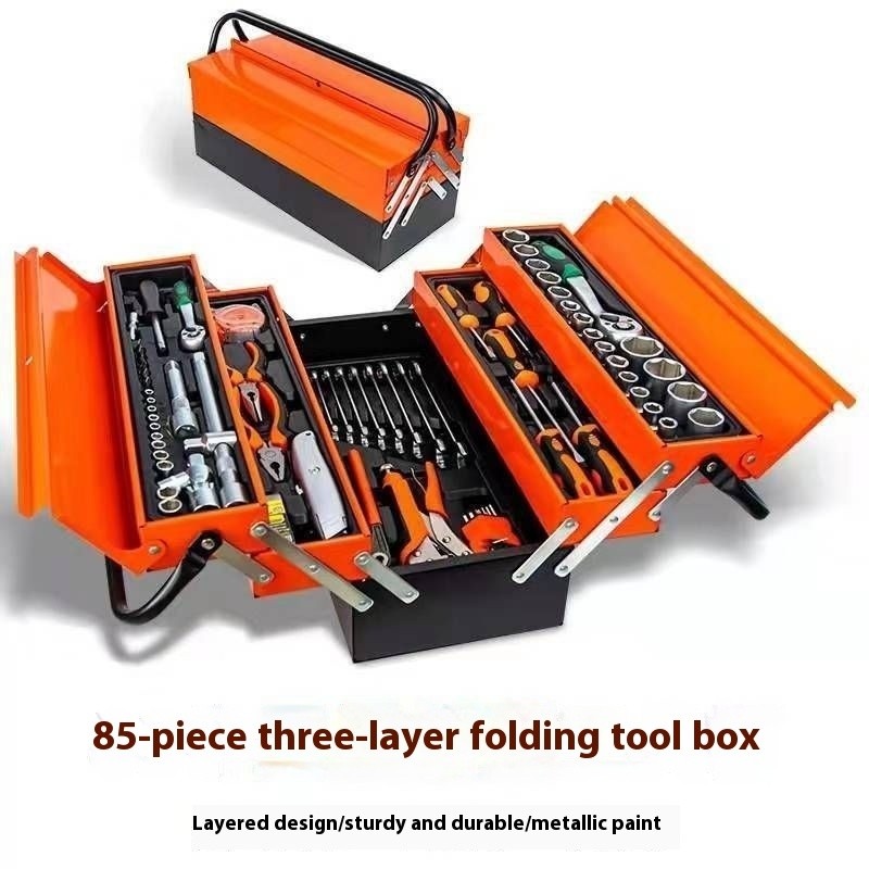 85-Piece Auto Repair Tool Set – Large 3-Layer Toolbox Kit