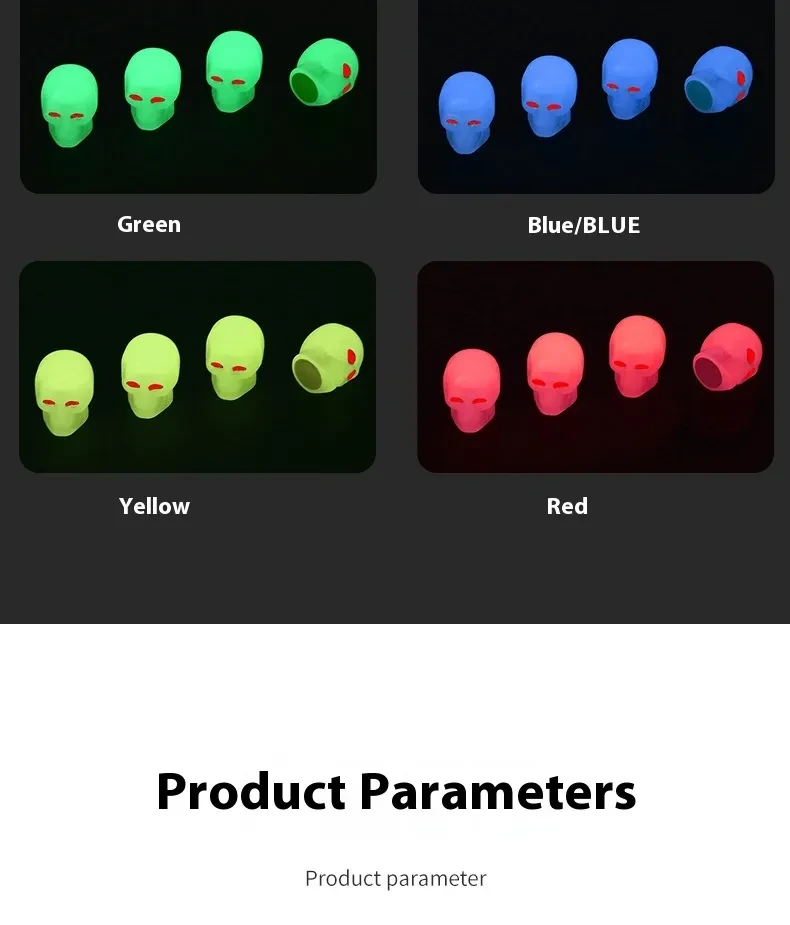Skull Luminous Tire Valve Caps – Universal Car Wheel Core Covers