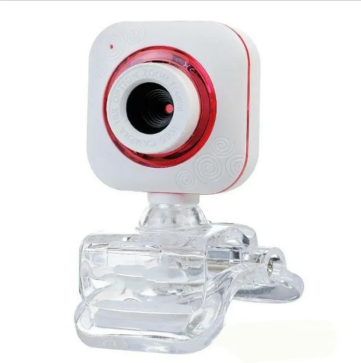 USB Drive-Free External Camera – With Built-in Microphone, Black/Red