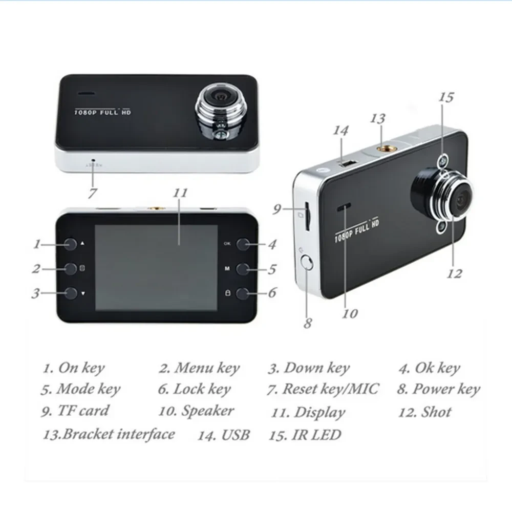High-Quality Mini Car DVR K6000 – 2.4 Inches Night Vision Camera