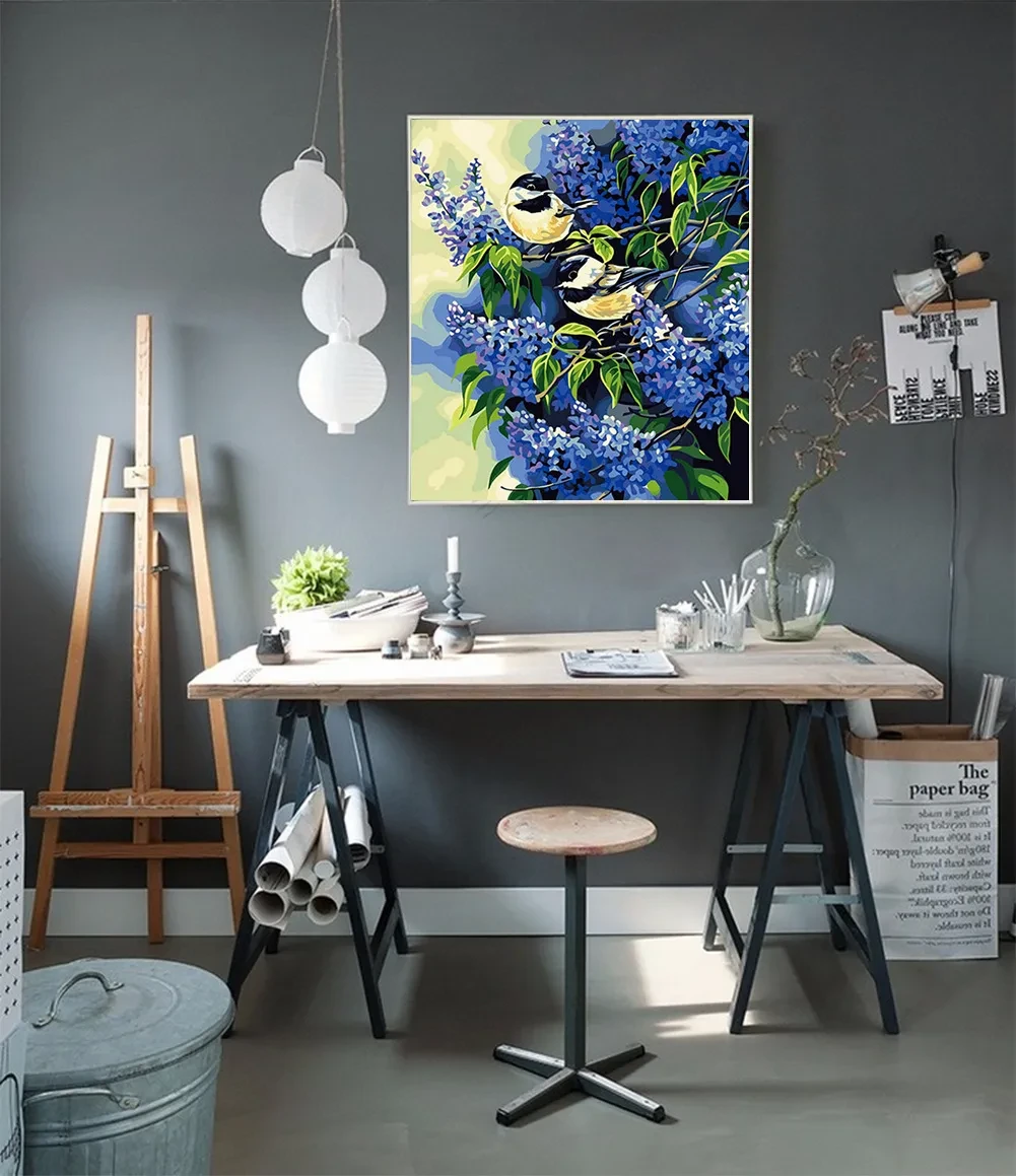 DIY Sunflower Digital Oil Painting with Wooden Frame