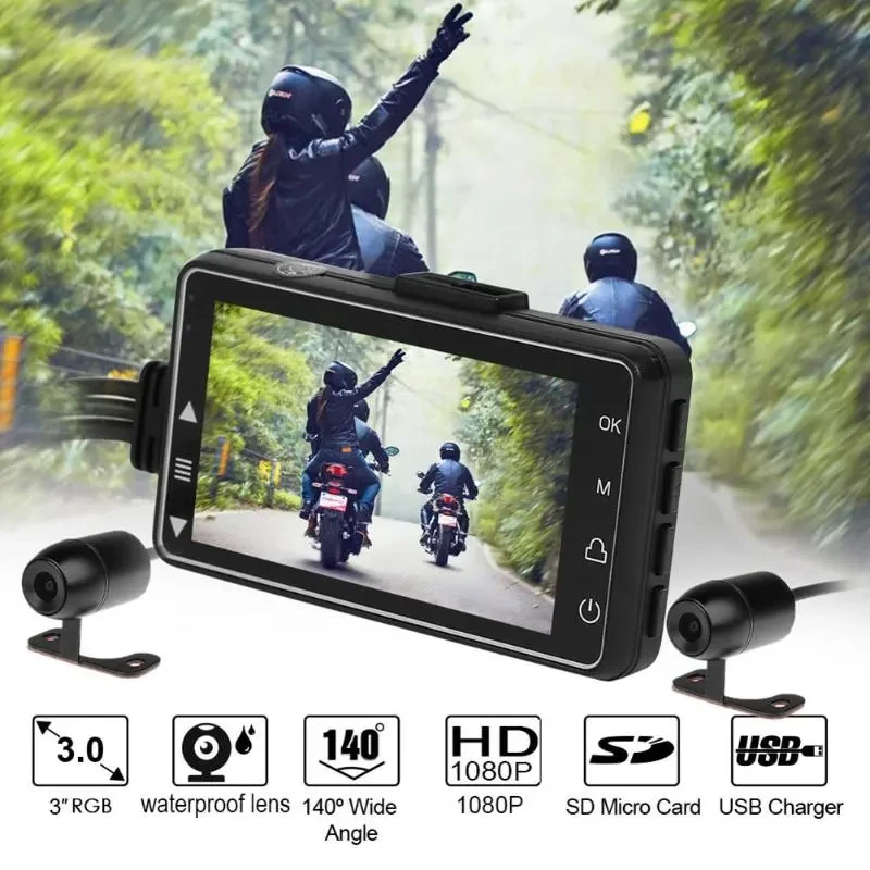 Full HD Motorcycle Driving Recorder with Front & Rear Camera